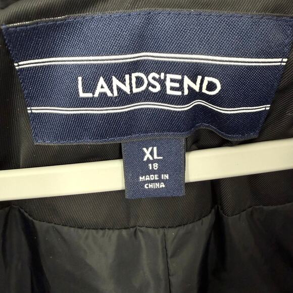 Lands' End Down Filled Maxi Puffer Coat in black Size XL - Picture 3 of 10